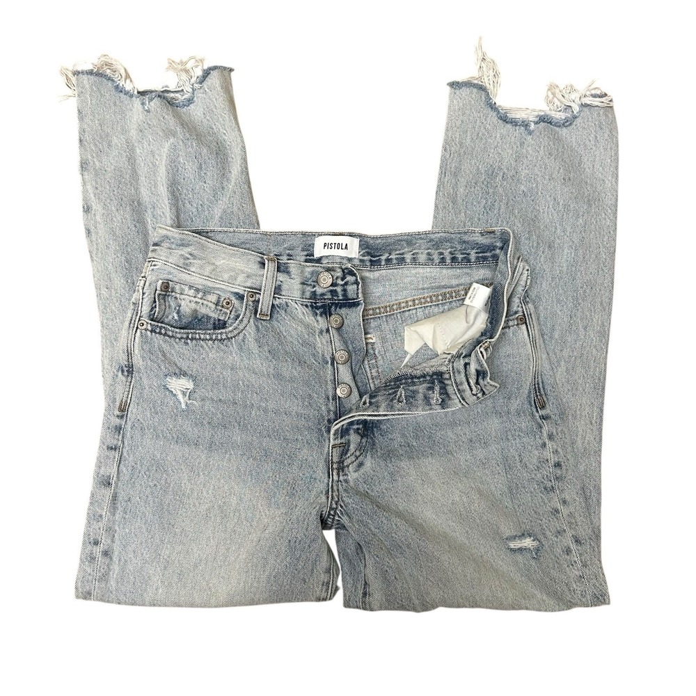 Pistola Women's Jeans Size‎ 27  Light Wash Raw Hem Button Fly Distress